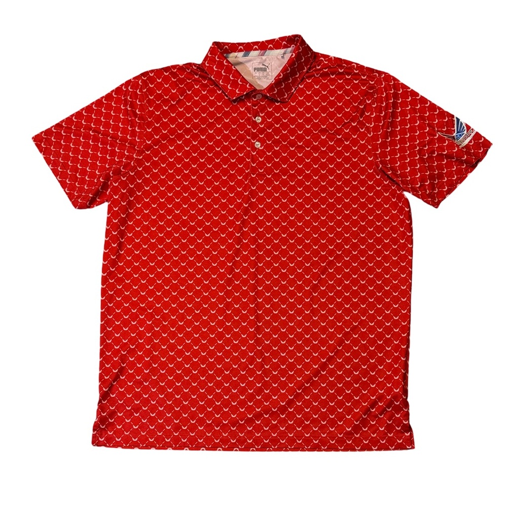Puma Volition America mens L Large red performance golf polo shirt EUC